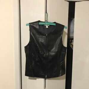 Talbot Petites Ladies Black Leather Vest Size 12